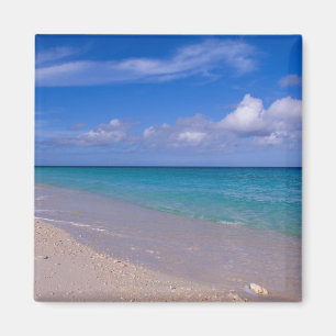 Wolke im blauen Himmel über sandigem Strand Magnet