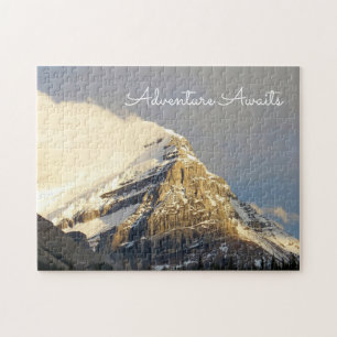 Wolken abrollen Schneeberg in Kanada Puzzle