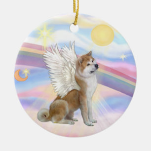 Wolken - Akita Inu Engel Keramikornament