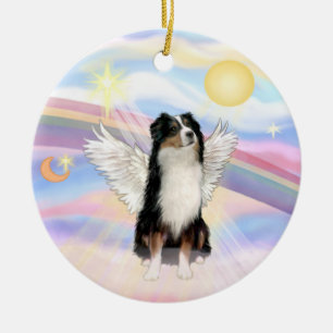 Wolken - Australian Shepherd Engel (dreifarbig) Keramik Ornament