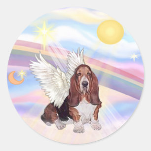 Wolken - Basset Hound Angel Runder Aufkleber