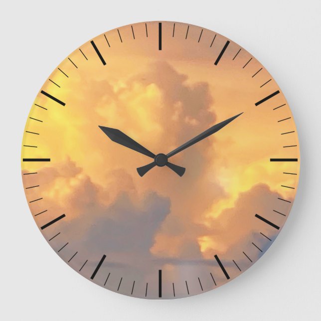 Wolken bei Sonnenuntergang Große Wanduhr (Vorderseite)