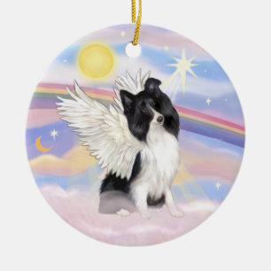 Wolken - Bi Black Shetland Sheepdog Engel Keramik Ornament