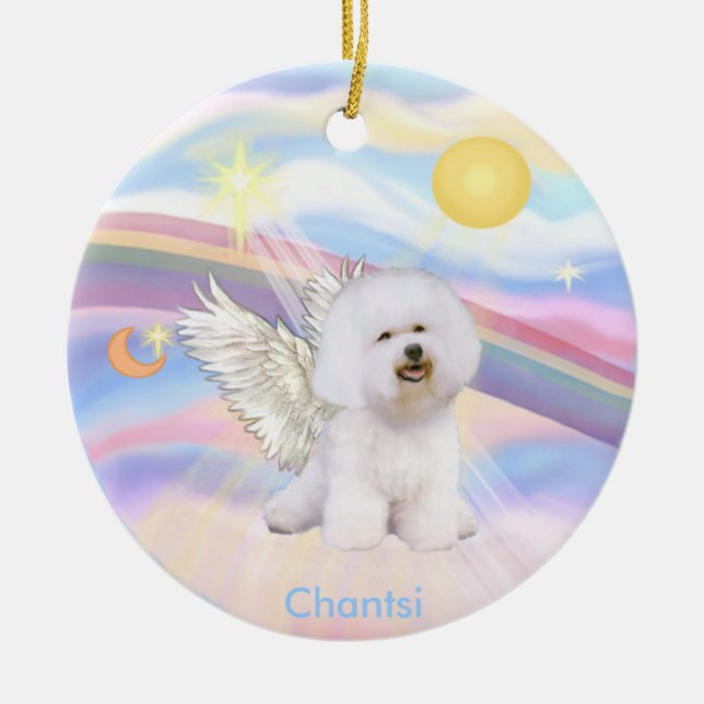 Wolken - Bichon Frise Angel - rund, Chantsi Keramikornament (Vorne)