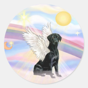 Wolken - Black Labrador Retriever Engel Runder Aufkleber