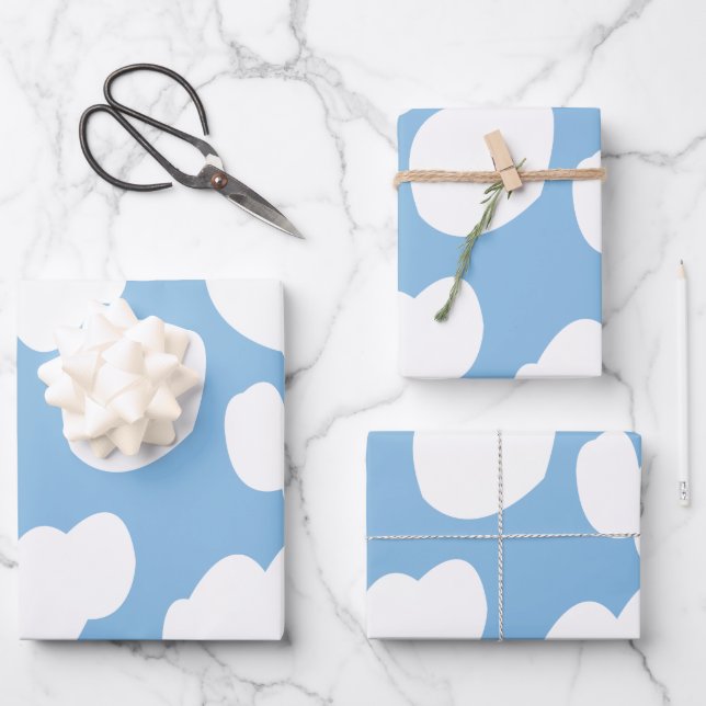 Wolken Blauer Himmel Wolken Geschenkpapier Set (Vorderseite)