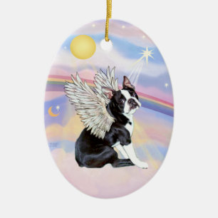 Wolken - Boston Terrier Engel Keramik Ornament