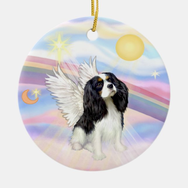 Wolken - Cavalier King Charles (tri) Keramik Ornament (Vorne)