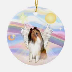 Wolken - Collie (Schwarz-Weiß) Keramikornament