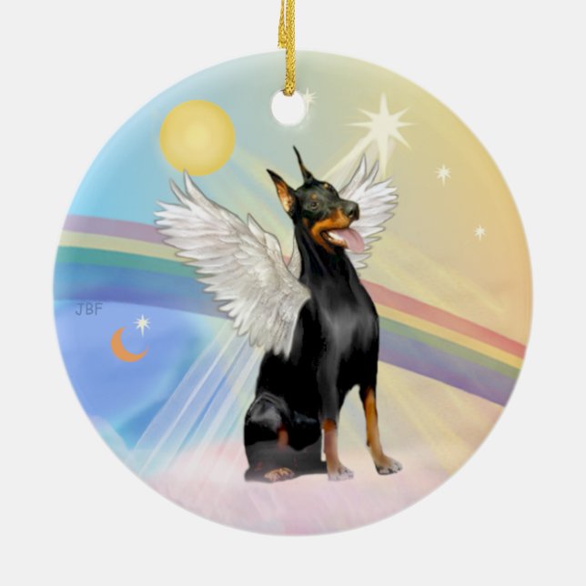 Wolken - Doberman Pinscher (dbl sided) Keramikornament (Hinten)