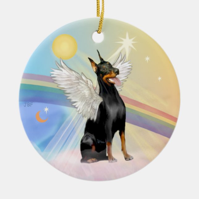 Wolken - Doberman Pinscher Keramikornament (Vorne)