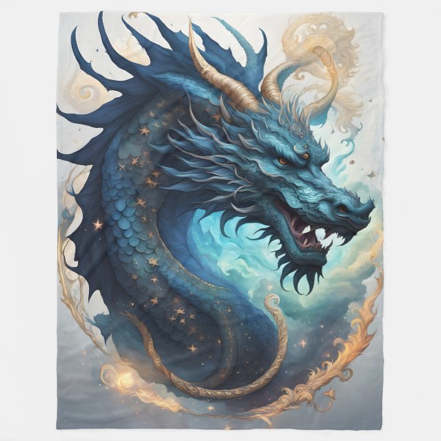Wolken-Drachen-Decke Fleecedecke (Vorderseite)