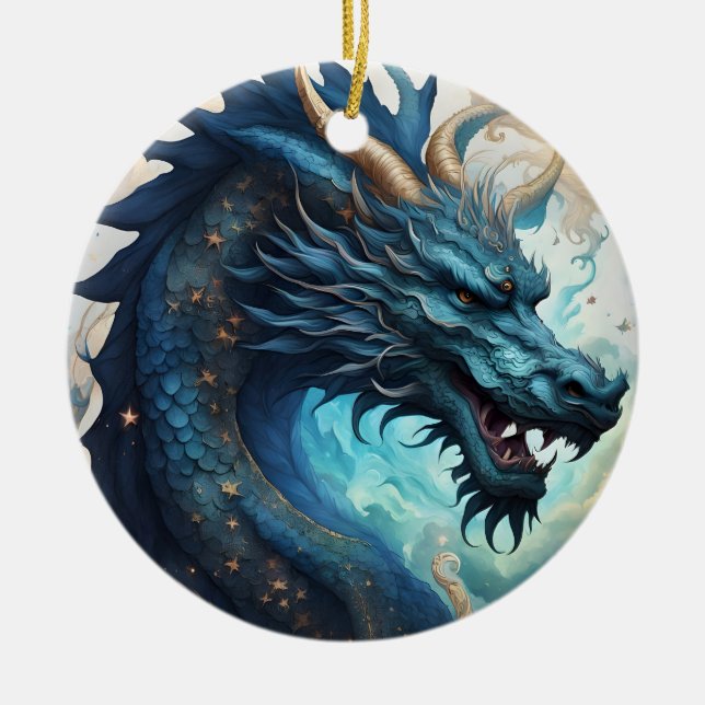 Wolken-Drachen-Ornament Keramik Ornament (Vorne)