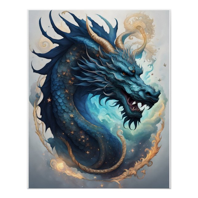 Wolken-Drachen-Plakat Poster (Vorderseite)