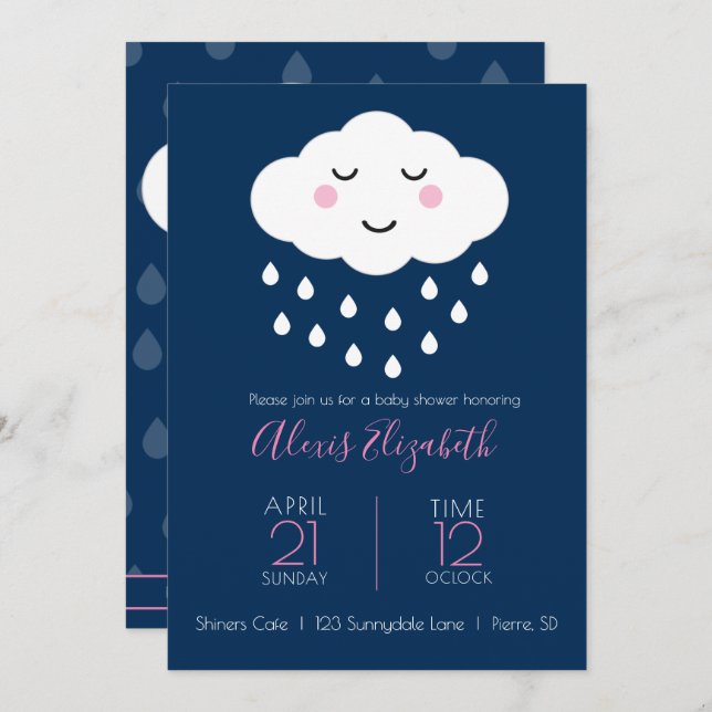 Wolken | Einladung von Baby "Shower" (Vorne/Hinten)