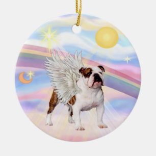 Wolken - Englische Bulldogge (braun-weiß) Keramikornament
