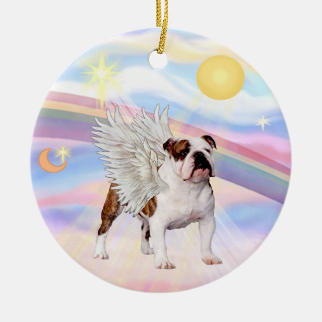 Wolken - English Bulldog (braun-weiß) Keramikornament (Vorne)