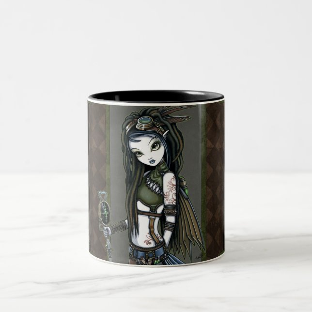 "Wolken-Explosion" Steampunk Aviatrix-Fee-Tasse Zweifarbige Tasse (Mittel)