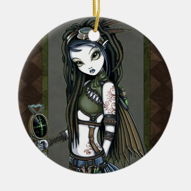 "Wolken-Explosion" Steampunk Keramik Ornament (Vorne)