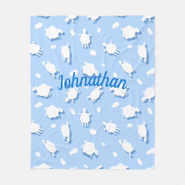 Wolken & Fluffy (blau) Lamben Custom Fleecedecke (Vorderseite)
