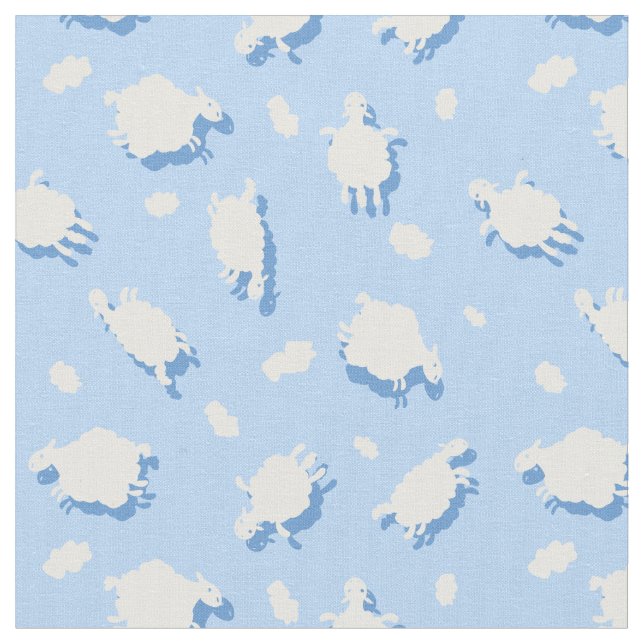 Wolken & Fluffy (blau) Lamben Custom Stoff (Nahaufnahme)