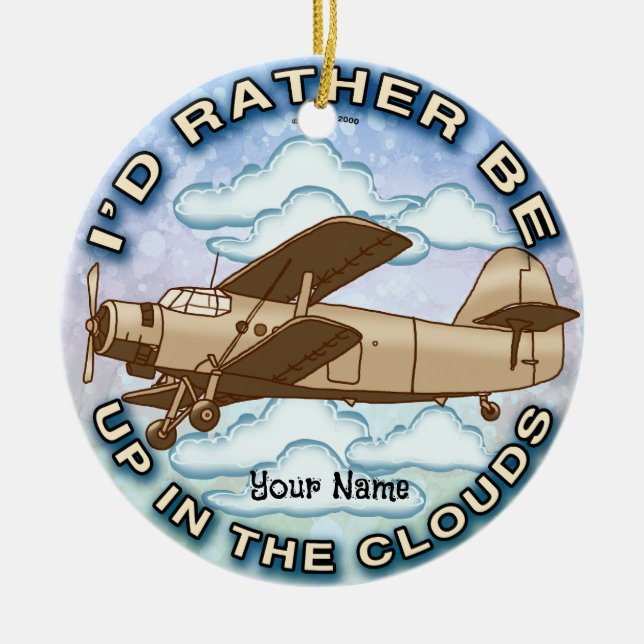 Wolken Flugzeug Keramik Ornament (Vorne)