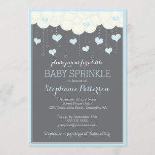 Wolken & Herz Baby Sprinkle in blauer Einladung