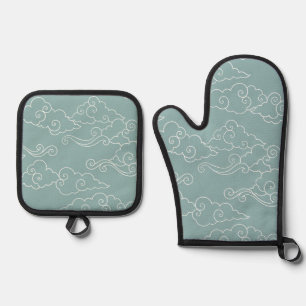 Wolken im Himmel Ofenhandschuh & Topflappen-Set