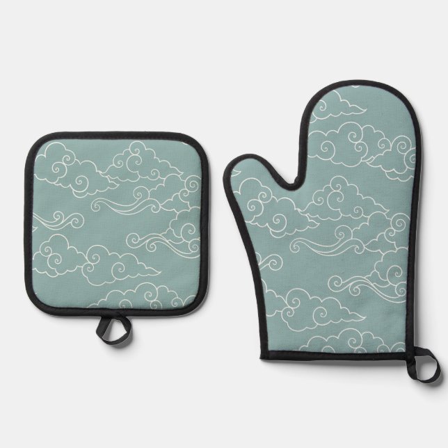 Wolken im Himmel Ofenhandschuh & Topflappen-Set (Vorderseite)
