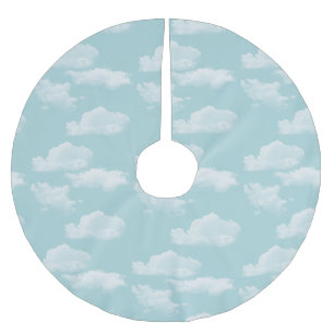 Wolken im Winter Blue Sky Polyester Weihnachtsbaumdecke