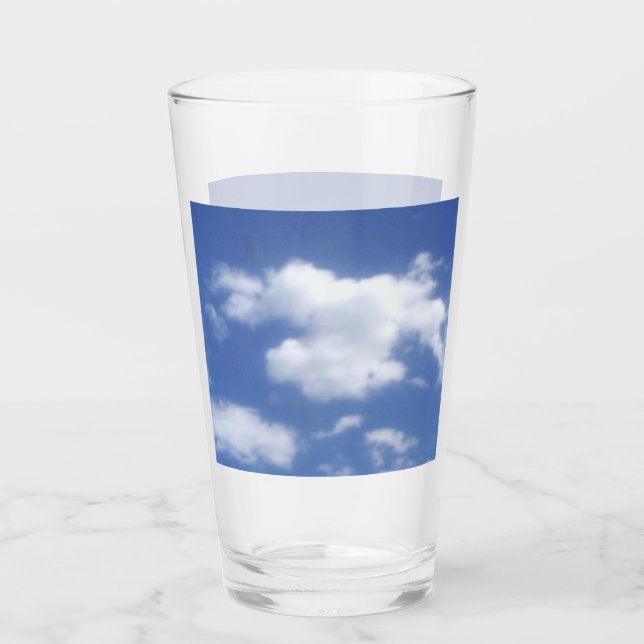 Wolken in blauem Himmel Glas (Vorderseite)
