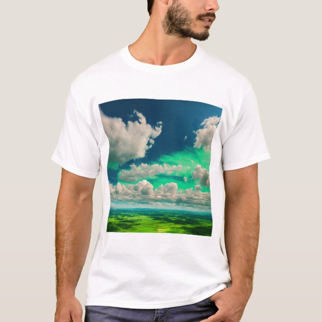 Wolken in Weiß mit phantastischer grüner Sicht T-Shirt (Vorderseite)
