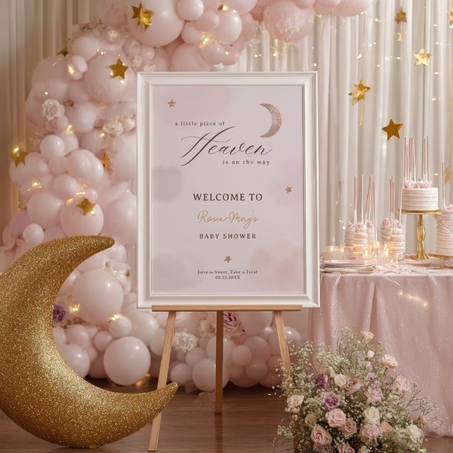 Wolken Kleines Stück Heaven Baby Dusche Willkommen Poster (Clouds Little Piece of Heaven Baby shower Welcome Poster)