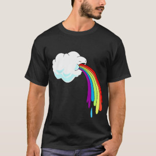 Wolken-kotzender Regenbogen-schwarzer T - Shirt