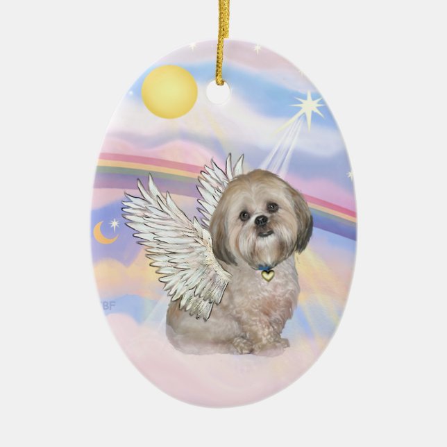 Wolken - Lhasa Apso (L) Keramikornament (Vorne)