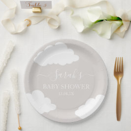 Wolken Minimalistische Babydusche Pappteller