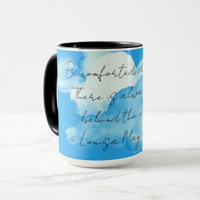 "Wolken" mit Louisa May Alcott Zitat Kaffee Tasse (Vorderseite Links)