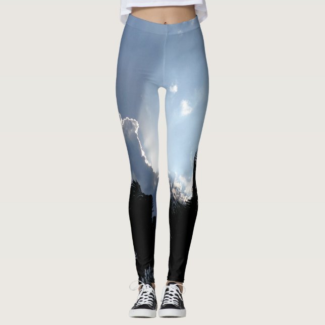 Wolken mit Palmen Leggings (Vorderseite)
