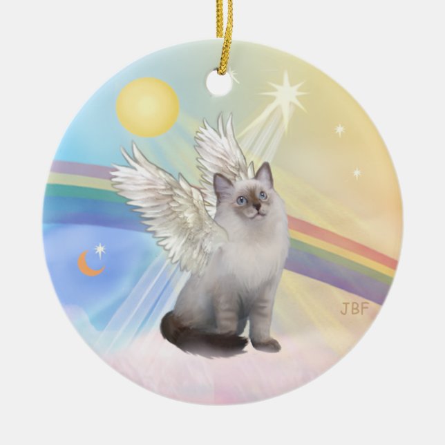 Wolken - Ragdoll Kat Angel Keramikornament (Vorne)