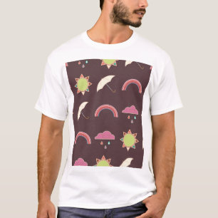 Wolken, Regen, Sonne, Regenschirm. T-Shirt