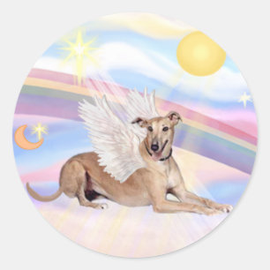 Wolken - Rehfarben Windhund Engel (liegend) Runder Aufkleber