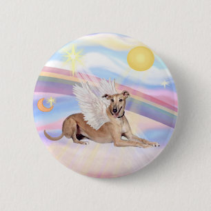 Wolken - Rehfarbenes Windspiel-Engel (liegend) Button