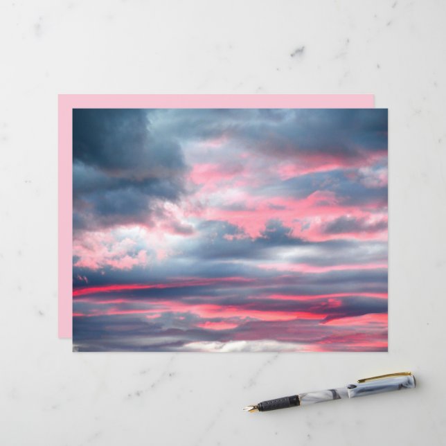 Wolken Schöner Pink White Blue Sky (Vorderseite/Rückseite Beispiel)