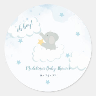 Wolken Sterne Elephant Baby Dusche Runder Aufkleber