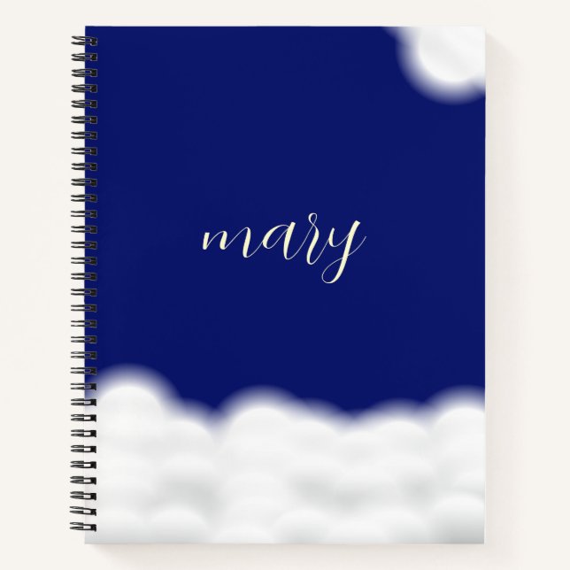 Wolken&Sterne personalisiert Notizbuch (Vorderseite)
