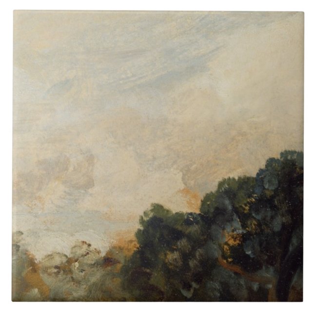 Wolken-Studie mit Bäumen, 1821 (Öl auf dem Fliese (Vorderseite)