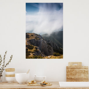 Wolken über Berge rollend Poster