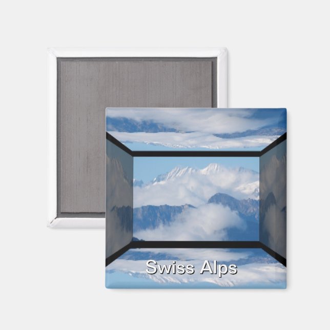Wolken über den Schweizer Alpen Magnet (Vorderseite/Rückseite)