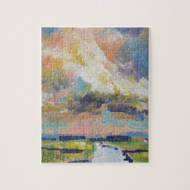 Wolken über Marsch-Gemälde / Künstler Larry Lerew Puzzle (Vertikal)