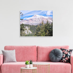 Wolken über Mount Rainier - Landschaftspanorama Leinwanddruck